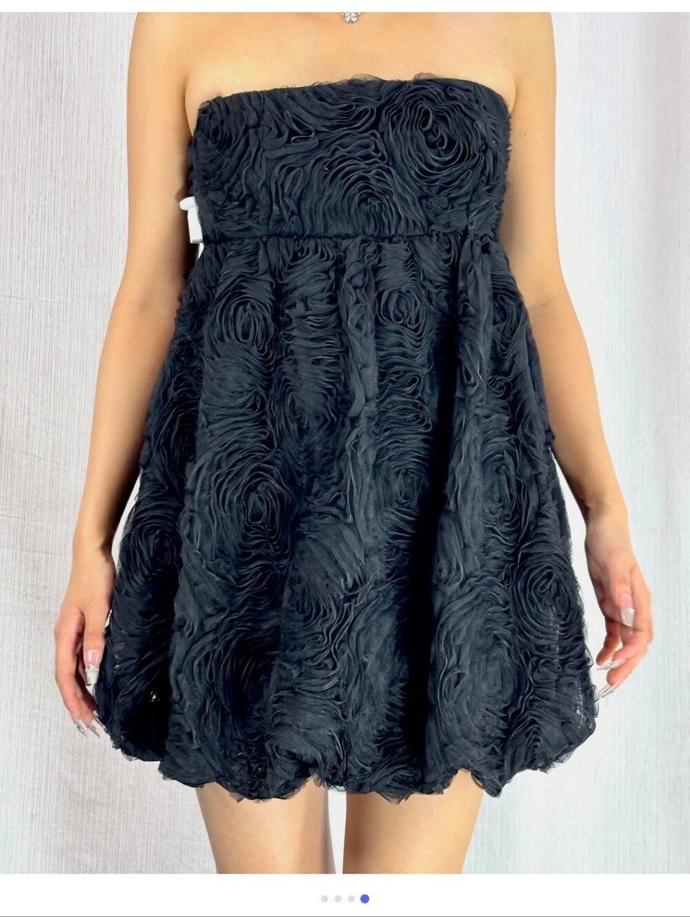 Zara Strapless Black Rosette Mini Dress